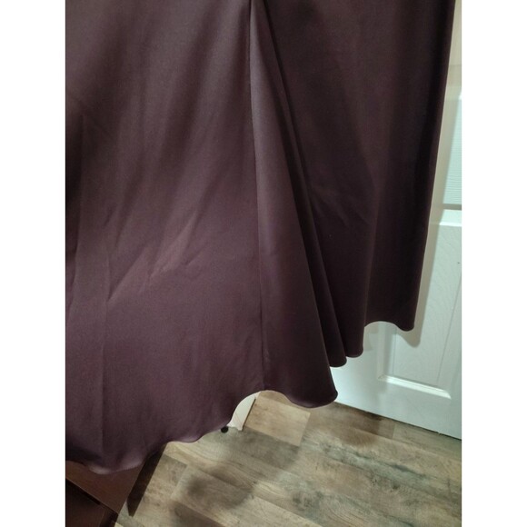 Vintage JS Collections Women's Satin Chocolate Brown Maxi Skirt Lined Size 12 - Picture 5 of 10